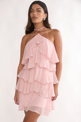 Darylyn Tiered Ruffle Mini Dress Pink