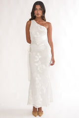 Kairi One-Shoulder Sash Maxi Dress White