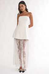 Talina Strapless Two-Piece Lace Skort Set White