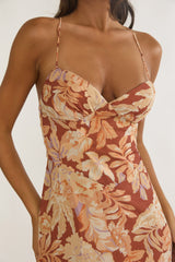 Charlisa Strappy Back Ruffle Maxi Dress Floral Yellow