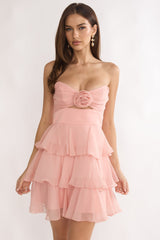 Ayala Strapless Ruffle Mini Dress Pink
