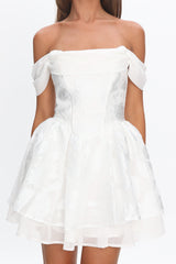 Lusting Off Shoulder Mini Dress White