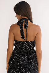 Molly Halter Peplum Top Polka Dot Black