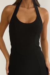 Shailyn Scoop Neck Halter Maxi Dress Black