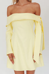 Aurora Sky Off-Shoulder Tie Mini Dress Lemon