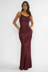 Oralia Criss-Cross Back Maxi Dress Burgundy