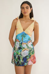 Mykonos Morning Tied Shoulder Mini Dress Euro