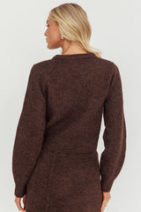 Daelyn Gold Button Pocket Cardigan Coffee