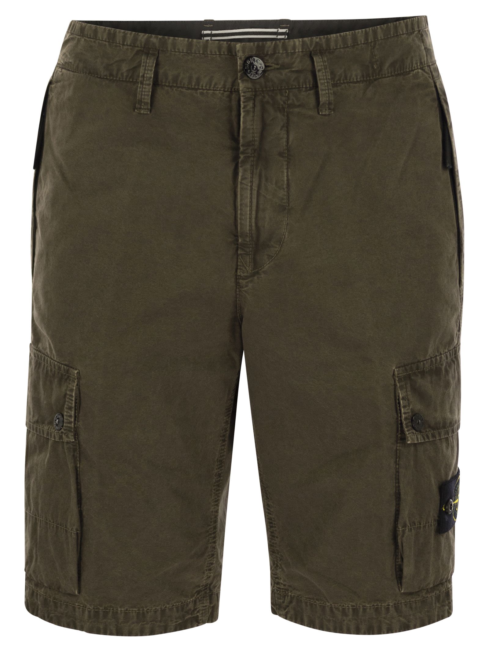 Stone Island Slim Fit Cargo Bermuda Shorts With Zip Pockets