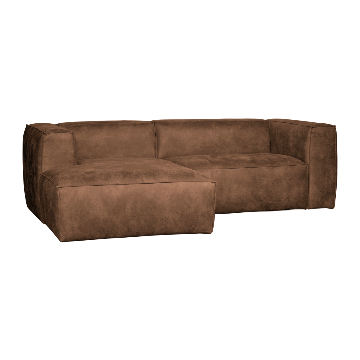 BEAN CHAISE LONGUE SOFA LEFT ECO LEATHER COGNAC