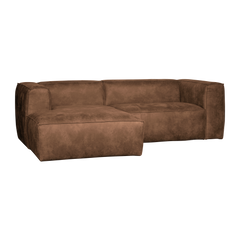 BEAN CHAISE LONGUE SOFA LEFT ECO LEATHER COGNAC