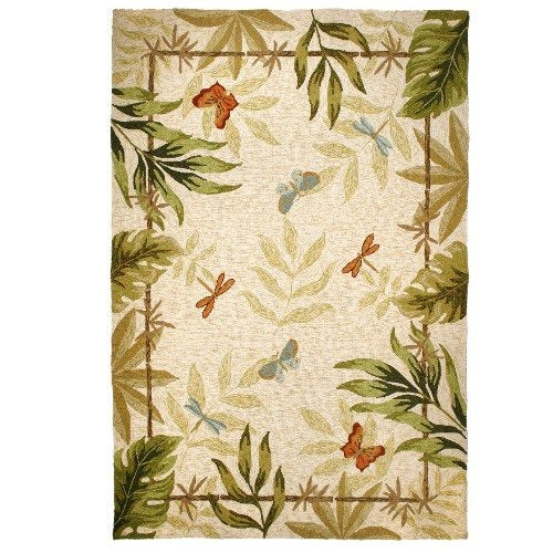 Home Comfort Homefires Butterflies and Dragonflies 22-Inch by 34-Inch Indoor Outdoor Hand Hooked Area Rug