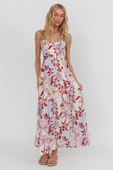Echoes Tied Back A-Line Midi Dress Floral Lilac