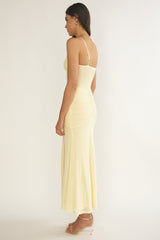 Kamilah Ruched Sheer Waist Maxi Dress Yellow