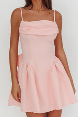 Wilder Oversized Back Bow Mini Dress Pink