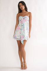 Gloria Day Tied Bust Strapless Mini Dress Lilac