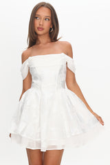 Lusting Off Shoulder Mini Dress White