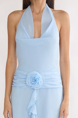 Thailah Gathered Waist Cowl Maxi Dress Ice Blue