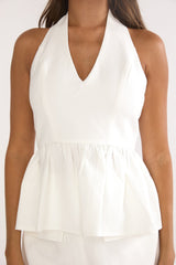Molly Halter Peplum Top White