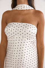 Damsel Reverse Halter Maxi Dress Polka Dot White