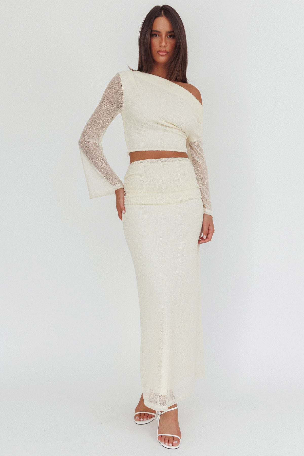 Alivya Ruched Side Maxi Skirt Butter