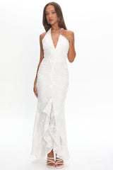 Alisette Halter Split Maxi Dress White