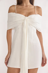 Lillibet Bow Tied Bust Mini Dress White