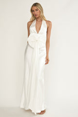 Ophelina Oversized Bow Halter Dress White