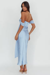 Odayah Draped Sleeve Maxi Dress Blue