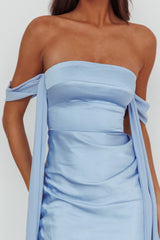 Odayah Draped Sleeve Maxi Dress Blue