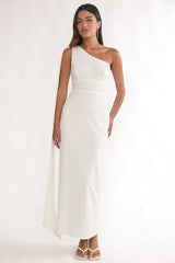 Verra One-Shoulder Sash Maxi Dress White