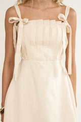 Dylana Pintuck Pleat Bodice Mini Dress Cream