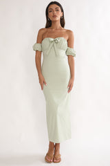 Maelis Off-Shoulder Puff Sleeve Maxi Dress Sage