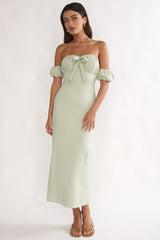 Maelis Off-Shoulder Puff Sleeve Maxi Dress Sage