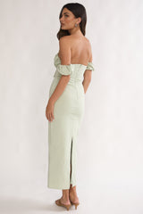 Maelis Off-Shoulder Puff Sleeve Maxi Dress Sage