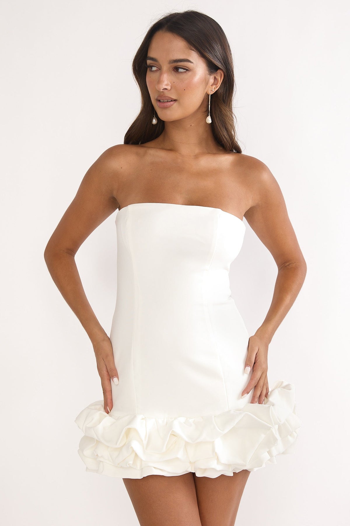 Moonlis Strapless Romper Off White