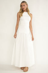 Dalayla Sleeveless Pintuck Maxi Dress White