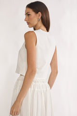 Beliza Tie Front Top White